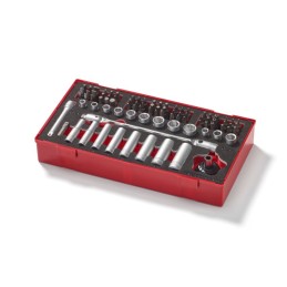 1 pcs - Teng Tools 87-Piece Imperial, Metric 1/4 in Deep Socket/Standard Socket/Bit Set with Ratchet, 6 point, Hex Bit,