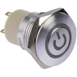 1 pcs - RS PRO Illuminated Push Button Switch, Latching, Panel Mount, 16mm Cutout, SPST, Blue, Red LED, 36V dc, IP67