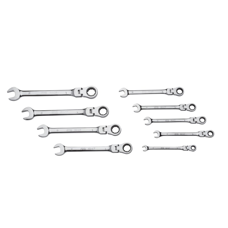 1 pcs - SAM 9-Piece Combination Ratchet Spanner Set, 8 - 19 mm