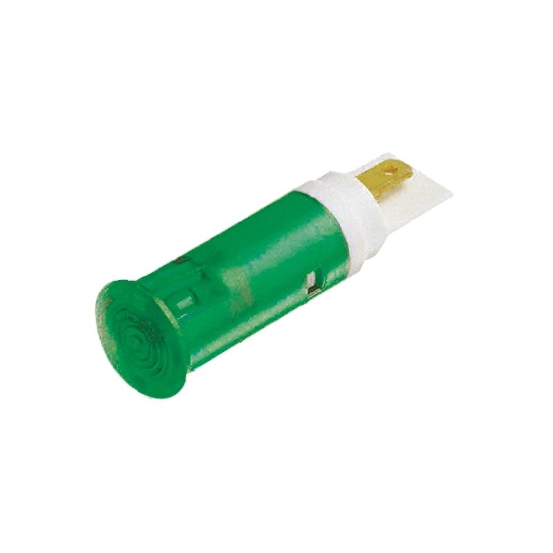 1 pcs - Signal Construct Green Panel Mount Indicator, 12 - 14V, 5mm Mounting Hole Size, Solder Tab Termination