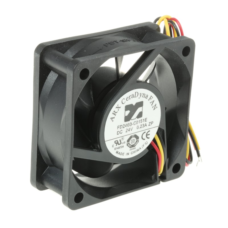 1 pcs - ARX CeraDyna Series Axial Fan, 24 V dc, DC Operation, 33.35m³/h, 4.32W, 180mA Max, 60 x 60 x 25mm