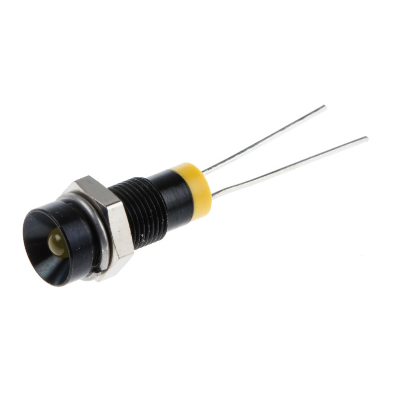 1 pcs - RS PRO Yellow Panel Mount Indicator, 2V dc, 6mm Mounting Hole Size, Lead Pin Termination
