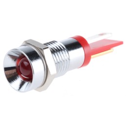 1 pcs - RS PRO Red Panel Mount Indicator, 2V dc, 8mm Mounting Hole Size, Solder Tab Termination