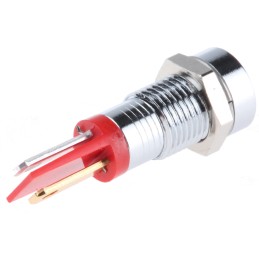 1 pcs - RS PRO Red Panel Mount Indicator, 2V dc, 8mm Mounting Hole Size, Solder Tab Termination