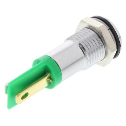 1 pcs - RS PRO Green Panel Mount Indicator, 2V dc, 8mm Mounting Hole Size, Solder Tab Termination