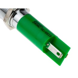 1 pcs - RS PRO Green Panel Mount Indicator, 12mm Mounting Hole Size, Solder Tab Termination, IP67
