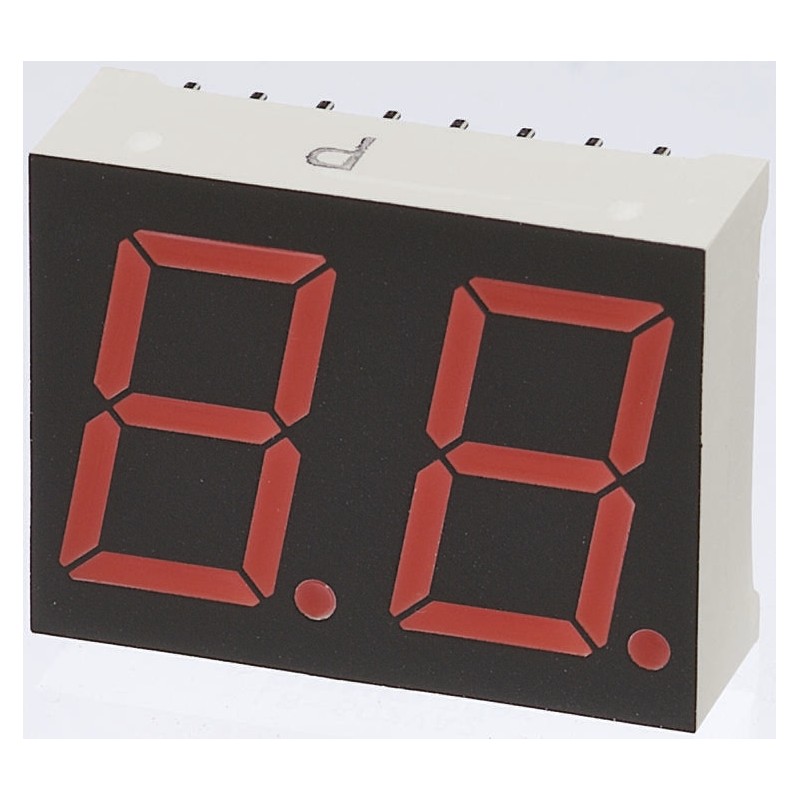 1 pcs - LBP-602DA2 ROHM 2 Digit 7-Segment LED Display, CA Orange 250 mcd RH DP 14.2mm