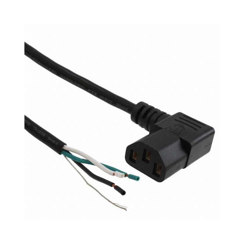 1 pcs : 800-1803-2-SVT0-BL-00100-1 - CORD 18AWG IEC320 RA - CBL 3.28'