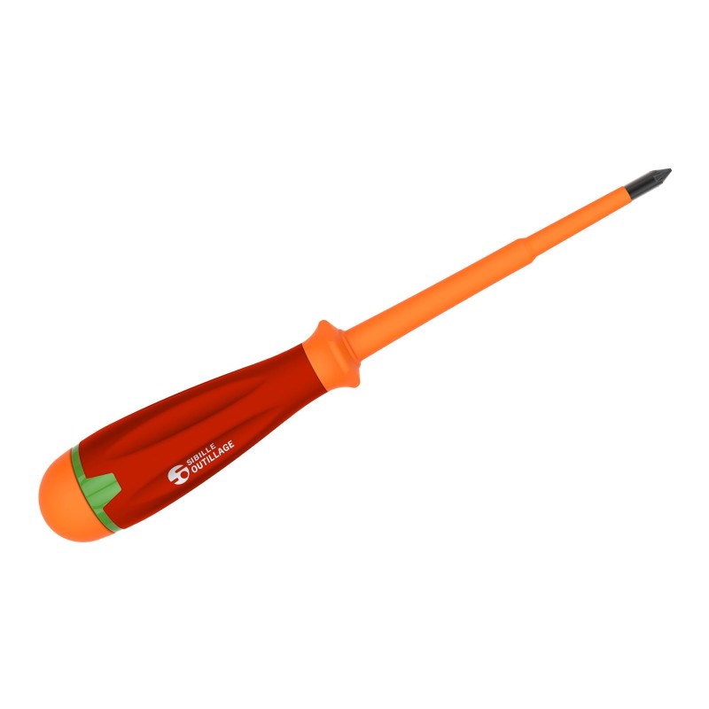 1 pcs - Sibille Pozidriv Insulated Screwdriver, PZ1 Tip, 80 mm Blade, VDE/1000V
