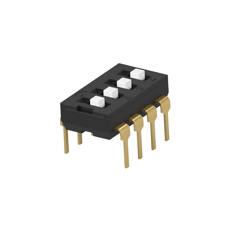 5 pcs - TE Connectivity 4 Way Through Hole DIP & SIP Switch SPST, Extended Actuator