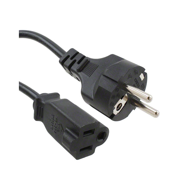 1 pcs : 800-0.75-44L-BL-00200-1 - CORD CEE 7/7 TO NEMA 5-15R 6.56'