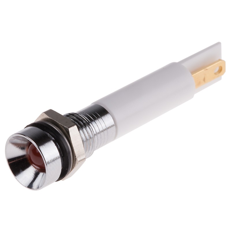 1 pcs - RS PRO Orange Panel Mount Indicator, 10.8 - 13.2V dc, 8mm Mounting Hole Size, IP67