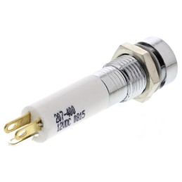 1 pcs - RS PRO Green, Red, Yellow Panel Mount Indicator, 12V dc, 8mm Mounting Hole Size, Solder Tab Termination