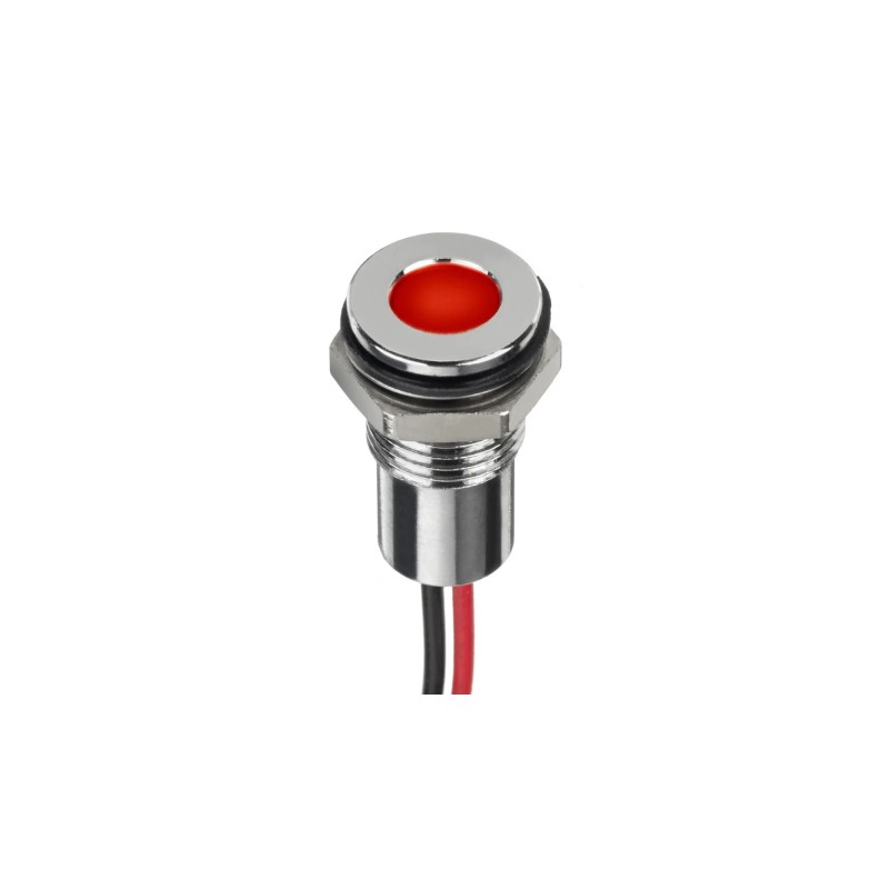 1 pcs - RS PRO Red Panel Mount Indicator, 12V dc, 8mm Mounting Hole Size, Lead Wires Termination, IP67