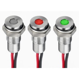 1 pcs - RS PRO Green, Red Panel Mount Indicator, 21.6 - 26.4V dc, 6mm Mounting Hole Size, Lead Wires Termination, IP67