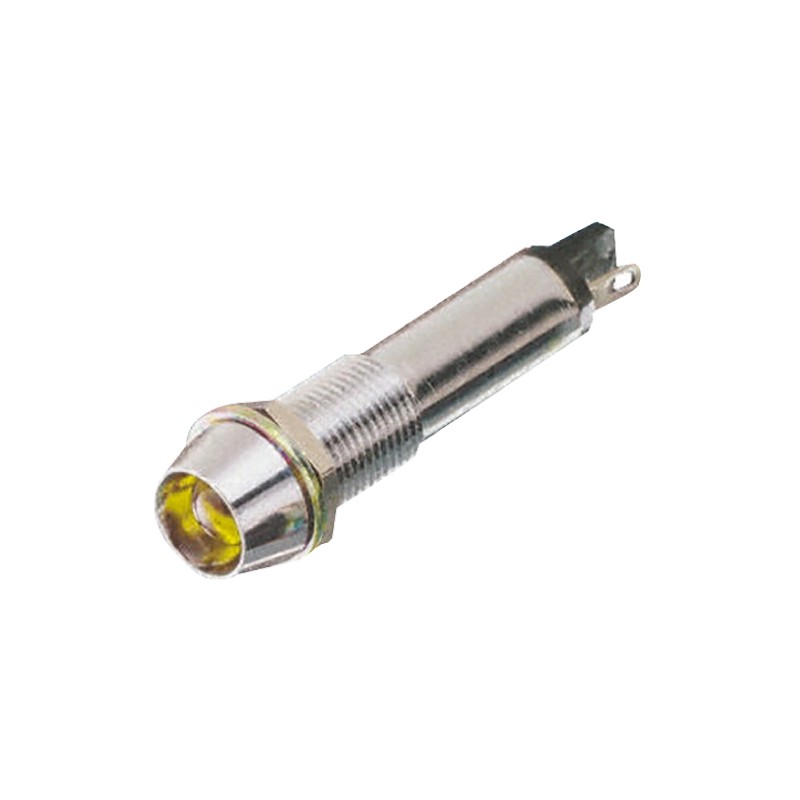 1 pcs - Dialight Yellow Indicator, 24V dc, 9mm Mounting Hole Size, Solder Tab Termination