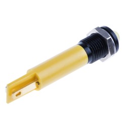 1 pcs - RS PRO Yellow Flashing LED Panel Mount Indicator, 24V dc, 8mm Mounting Hole Size, Solder Tab Termination