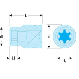 1 pcs - Facom 21.84mm, 1/2 in Drive Impact Socket Standard Impact Socket, 40 mm length