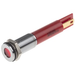 1 pcs - RS PRO Red Panel Mount Indicator, 110V ac, 8mm Mounting Hole Size, Faston, Solder Lug Termination, IP67
