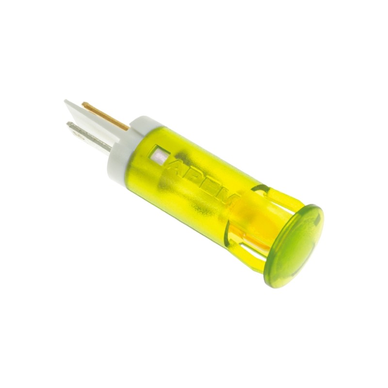 1 pcs - Apem Yellow Panel Mount Indicator, 110V ac, 10mm Mounting Hole Size, Lead Wires Termination