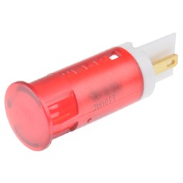 1 pcs - Apem Red Panel Mount Indicator, 110V ac, 12mm Mounting Hole Size, Faston, Solder Lug Termination