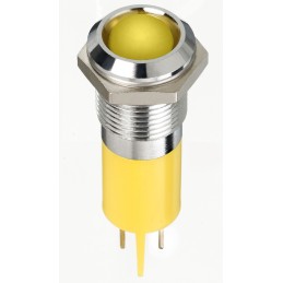 1 pcs - RS PRO Yellow Panel Mount Indicator, 12V dc, 14mm Mounting Hole Size, Faston, Solder Lug Termination, IP67