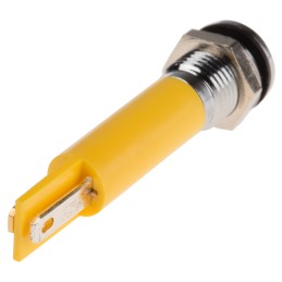 1 pcs - RS PRO Yellow Panel Mount Indicator, 220V ac, 8mm Mounting Hole Size, IP67
