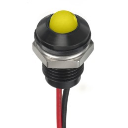 1 pcs - RS PRO Yellow Panel Mount Indicator, 12V dc, 8mm Mounting Hole Size, Lead Wires Termination, IP67