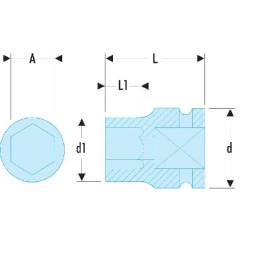 1 pcs - Facom 13mm, 1/2 in Drive Impact Socket Standard Impact Socket, 38 mm length