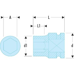 1 pcs - Facom 55mm, 1 in Drive Impact Socket Standard Impact Socket
