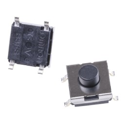 5 pcs - Black Plunger Tactile Switch, SPST 50 mA @ 24 V dc 1.7mm