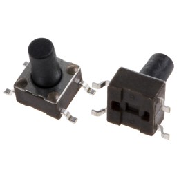 5 pcs - Black Button Tactile Switch, SPST 50 mA @ 24 V dc 5.9mm Surface Mount