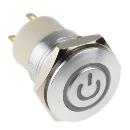 1 pcs - RS PRO Illuminated Push Button Switch, Latching, Panel Mount, 16mm Cutout, SPST, Red LED, 36V dc, IP67