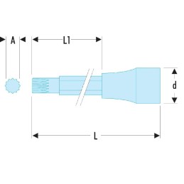 1 pcs - Facom 1/2 in Drive Bit Socket, XZN Spline Bit, M8, 100 mm Overall Length