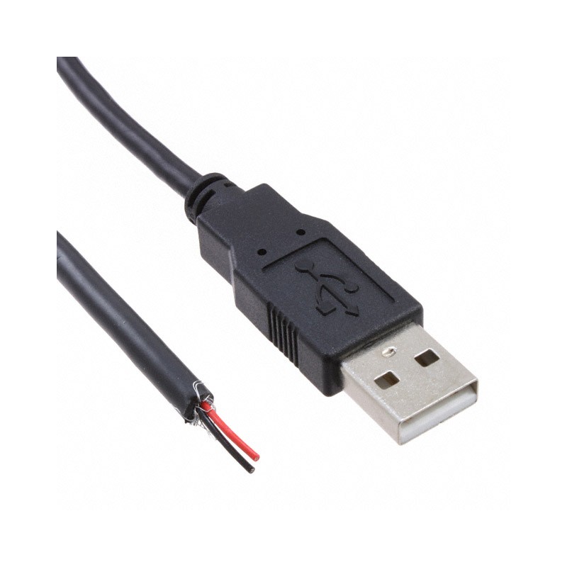 1 pcs : AK670/2-OE-BLACK - CBL USB2.0 A PLUG TO OPEN 6.56'