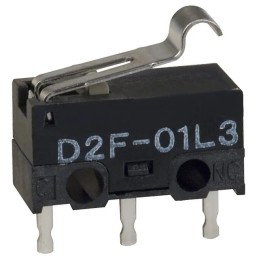 5 pcs - Omron Simulated Roller Lever Microswitch, PCB Terminal, 100 mA at 30 Vdc VA, SPDT, IP40