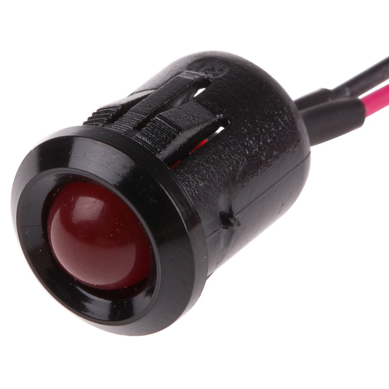 1 pcs - RS PRO Red Flashing LED Panel Mount Indicator, 24V dc, 12mm Mounting Hole Size, Lead Wires Termination
