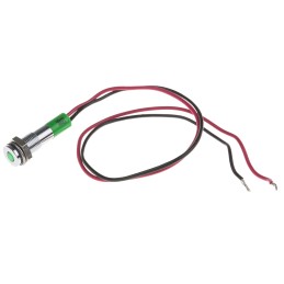 1 pcs - RS PRO Green Panel Mount Indicator, 12V dc, 6mm Mounting Hole Size, Lead Wires Termination, IP67