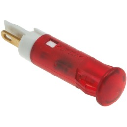 1 pcs - Apem Red Panel Mount Indicator, 12V dc, 6mm Mounting Hole Size, Faston, Solder Lug Termination