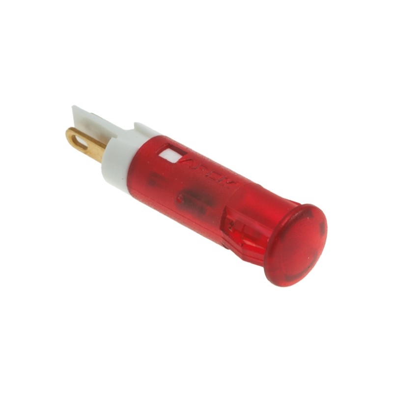 1 pcs - Apem Red Panel Mount Indicator, 12V dc, 6mm Mounting Hole Size, Faston, Solder Lug Termination