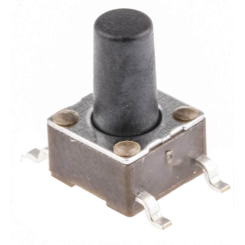 5 pcs - Black Button Tactile Switch, SPST 50 mA @ 24 V dc 5.9mm Surface Mount