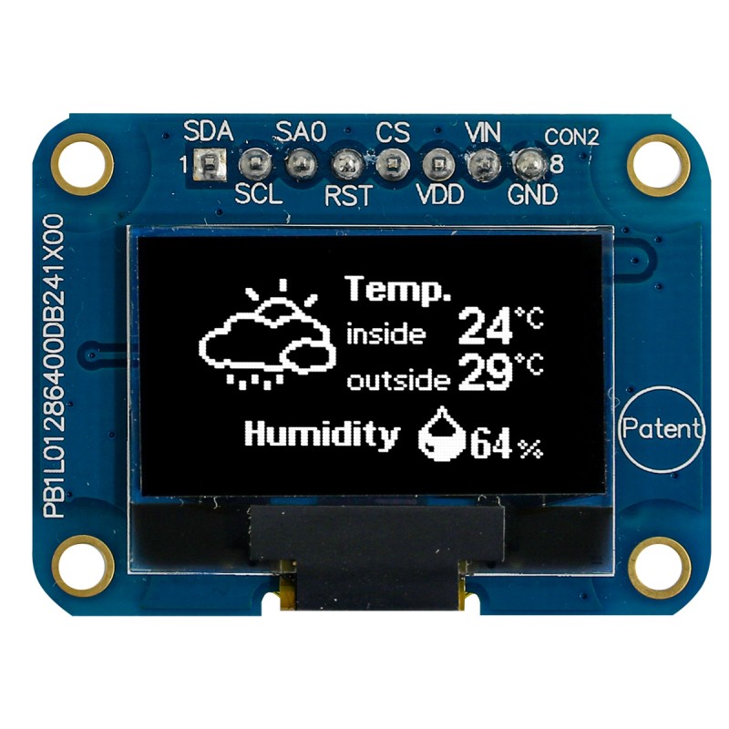 1 pcs - Midas 0.96in White Passive matrix OLED Display 128 x 64pixels COB I2C Interface