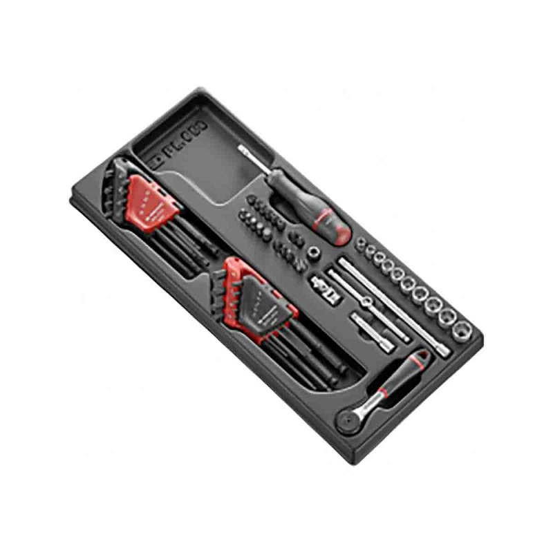 1 pcs - Facom 52-Piece Metric 1/4 in Standard Socket/Allen Key/Bit Set with Ratchet, 6 point, Hex Bit, Phillips Bit, Pozidriv