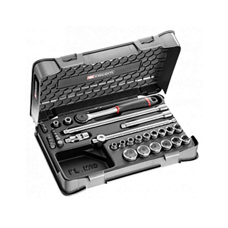1 pcs - Facom 35-Piece Metric 3/8 in Standard Socket/Bit Set with Ratchet, 6 point, Hex Bit, Pozidriv Bit, Slotted Bit