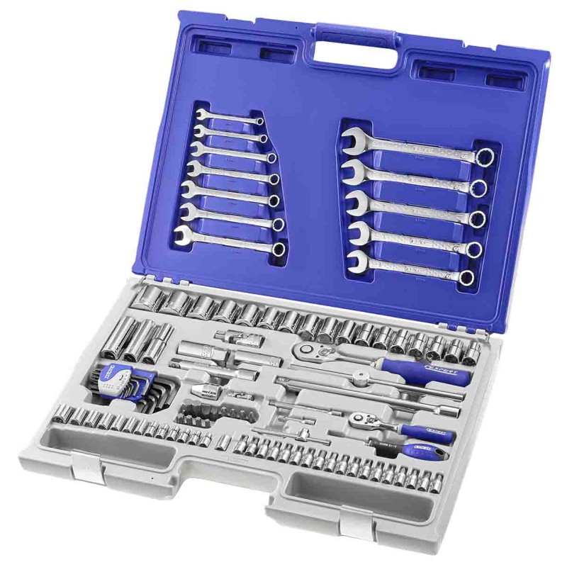 1 pcs - Expert by Facom 101-Piece Metric 1/2 in, 1/4 in Standard Socket/Spanner/Bit Set with Ratchet, 6 point, Hex Bit,