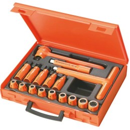 1 pcs - Facom 17-Piece Metric 1/2 in Standard Socket/Bit Set with Ratchet, 12 point, VDE/1000V