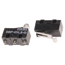 5 pcs - Omron Simulated Roller Lever Micro Switch, Solder Terminal, 100 mA @ 30 V dc, SPDT, IP40