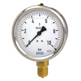 1 pcs - WIKA G 1/4 Analogue Pressure Gauge 15bar Bottom Entry, 9021930, -1bar min., 213.53