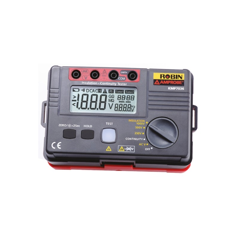 1 pcs - Robin-Amprobe KMP7036 Insulation Tester, 250V Min, 1000V Max, 1.99GΩ Max, CAT III 600V