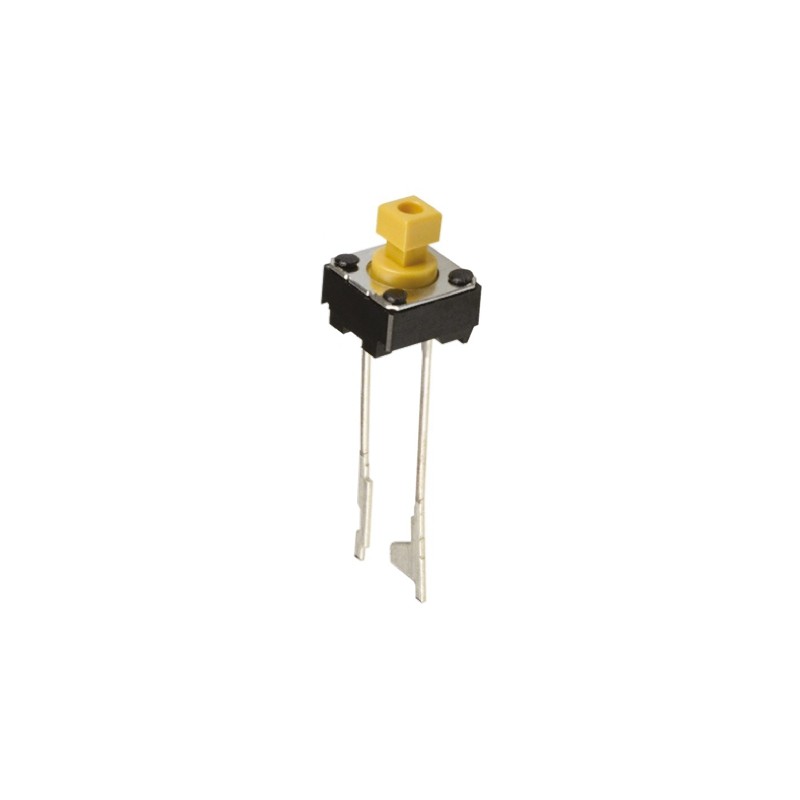 5 pcs - Yellow Plunger Tactile Switch, SPST 50 mA @ 24 V dc 3mm Through Hole